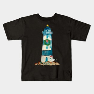 Christmas Watercolor Lighthouse Kids T-Shirt